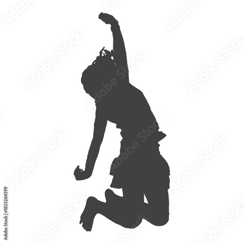 Happy woman jumping silhouette