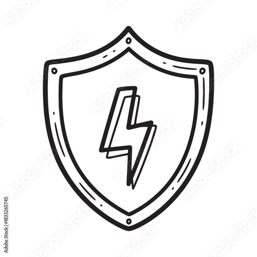 Security Shield Flash Vector Art Protection Electricity Safety and Guard Symbol Data Protection Illustration Energy and