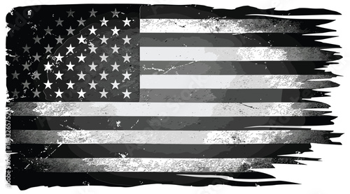 Black and white USA flag vector. Grunge American brush banner vector