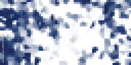 Abstract pixelated mosaic pattern with varying shades of deep blue and white creating a textured, digital art background effect for graphic design and web development projects