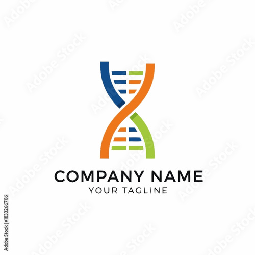 Colorful DNA Strand Logo Design for Science and Technology Companies.