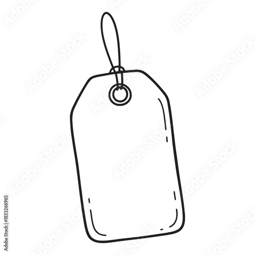 Isolated Hanging Tag Black and White Clipart Blank Label Design for Pricing Gifts Merchandise and Store Sale Promotion