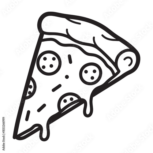 Delicious Pepperoni Pizza Slice Cheesy Goodness Food Italian Cuisine Fast Food Restaurant Menu Takeout Delivery Outline