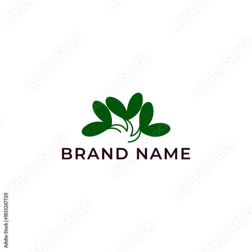 ILLUSTRATION ECO LEAF GREEN COLOR SIMPLE BOTANICAL GEOMETRIC LINE NATURE LOGO ICON TEMPLATE ELEMENT DESIGN VECTOR