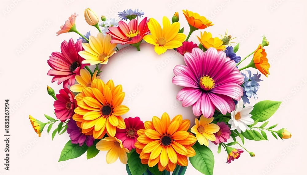 Fototapeta premium Vibrant vector illustration of birth month flowers arranged in a bouquet, vector, trendy