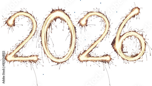 Sparkling 2026 new year design on dark blue background with festive celebration