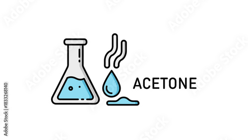 Acetone Chemical in Flask Vector Icon: Solvents and Evaporation