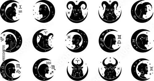 Mystic Hand & Celestial Elements Silhouette Bundle – Moon Star Magic Vector Set