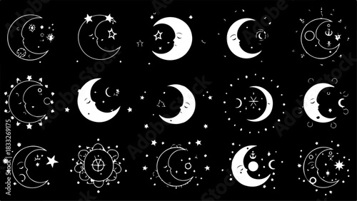 Mystic Hand & Celestial Elements Silhouette Bundle – Moon Star Magic Vector Set