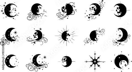 Mystic Hand & Celestial Elements Silhouette Bundle – Moon Star Magic Vector Set