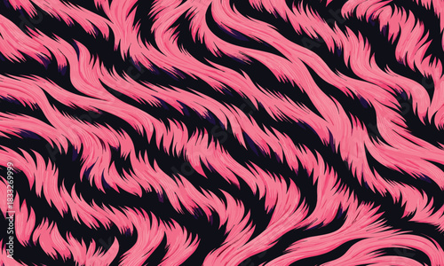 Vibrant pink animal skin fur texture, abstract wavy pattern
