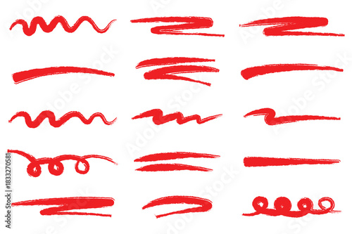 Crayon colorful scribbles and underline icon set vector. Hand drawn grunge scrawls, black charcoal scribbles, messy brush strokes symbol. vector illustration