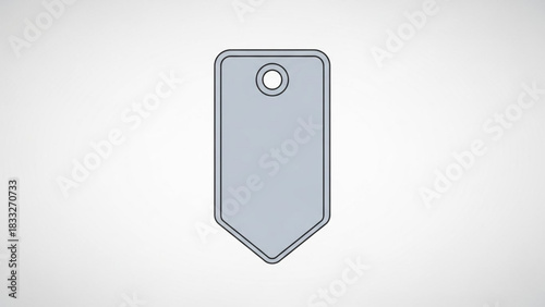 A simple clean and modern light gray tag with a hole at the top isolated on a white background perfect for design elements and branding