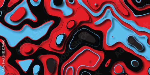Vibrant Abstract Paper Cutout Style Background with Red, Blue, and Black Layers and Realistic Shadows for Dynamic Design and Visual Appeal Keywords: abstract, paper, cutout, style, background