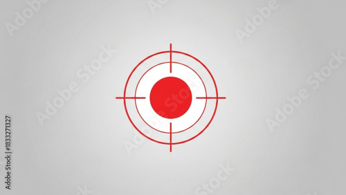 A red target with concentric circles and crosshairs centered on a light gray background illustration