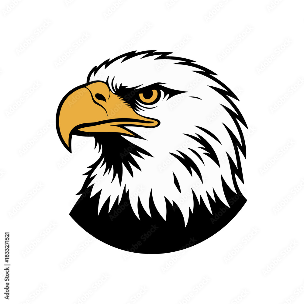 Obraz premium “Bald Eagle Head Vector Illustration – Fierce Raptor Mascot, Powerful Wildlife Symbol Artwork”