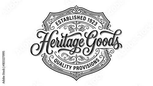 Vintage Heritage Goods Quality Provisions Logo Design.