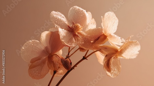Delicate flowers with water droplets