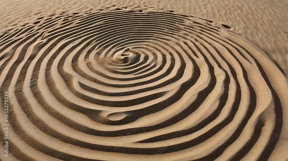 Fototapeta premium Concentric Raked Sand Pattern in Zen Garden