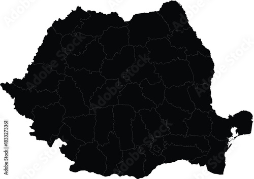 Detailed vector map of Romania administrative divisions for infographic and web design isolated