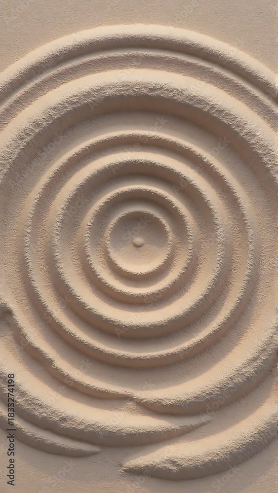 Fototapeta premium Concentric Raked Sand Pattern in Zen Garden