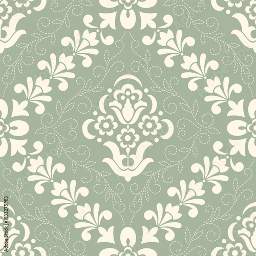 Damask modern seamless pattern element. Vintage classical old fashioned damask ornament, seamless texture for wallpapers, textile.