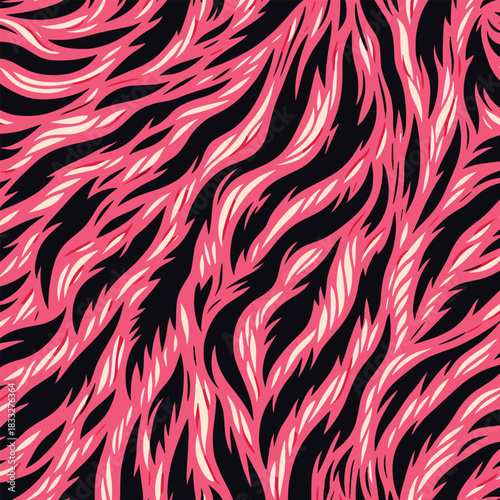 Stylized animal skin fur texture in a vibrant pink pattern
