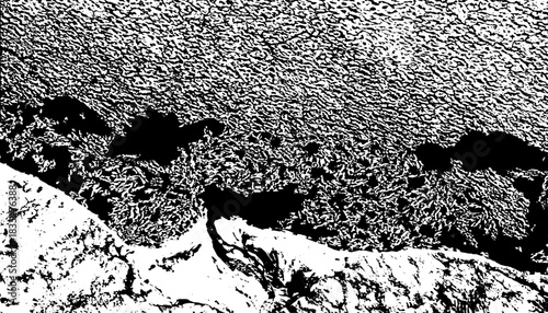 Vintage Xerography Earth Texture, Retro Halftone Engraving Soil Pattern, High Contrast Black White Distressed Vector on Transparent Background