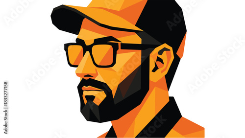 Stylized Portrait of a Man with Glasses and Beard.