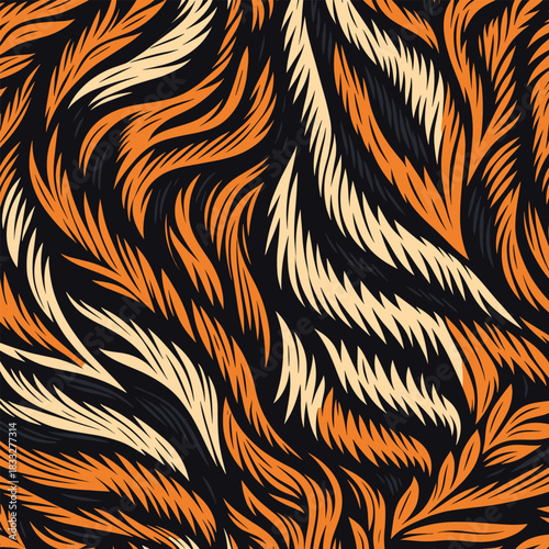 Stylized animal fur skin texture in a dynamic abstract pattern