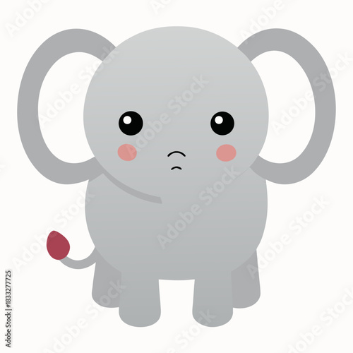 Cute cartoon elephant with big ears and pink cheeks