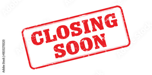 Closing soon sale stamp vector. Red rectangular limited time label vector