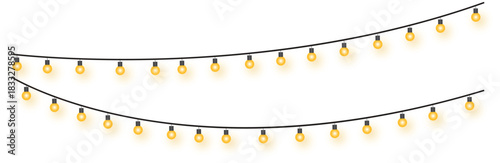 Two Horizontal Strands of Yellow String Lights yellow lights