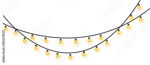Two Strands of Yellow String Lights on White Background