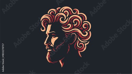 Stylized Portrait of a Man with Curly Hair.
