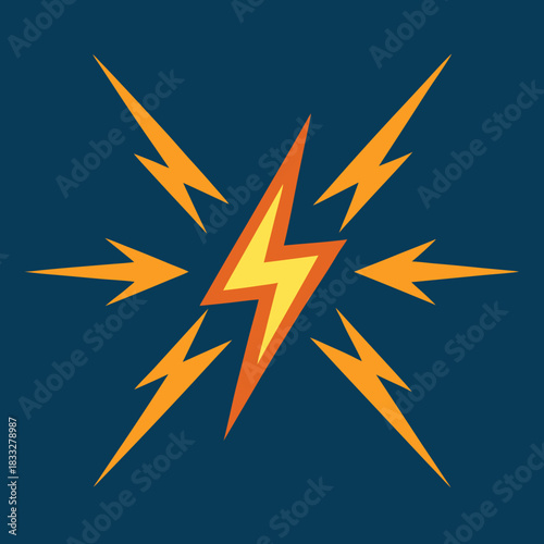 Bright yellow lightning bolt surrounded by orange energy bursts