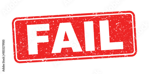 Fail rubber stamp label vector. Red rectangular grunge rejection sign vector