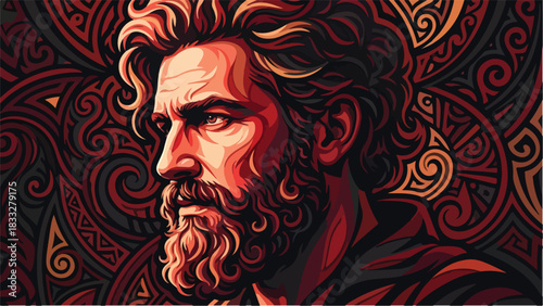Portrait of a Bearded Man with Intricate Background.