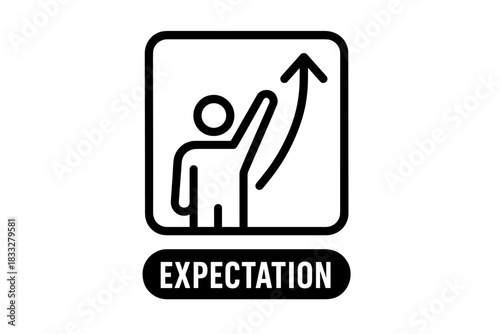 Person reaching for an upward trending arrow symbolizing expectation and growth