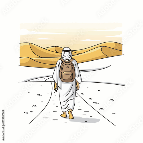 Desert Pilgrim Journey illustration vector