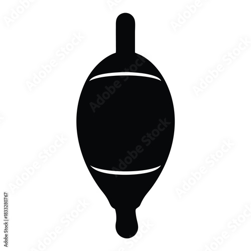 Fishing float or bobber silhouette with a rounded body and attachment points