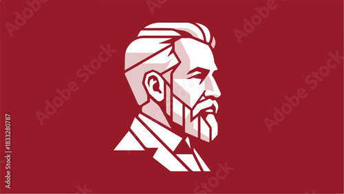 Stylized Geometric Portrait of a Bearded Man in Profile.