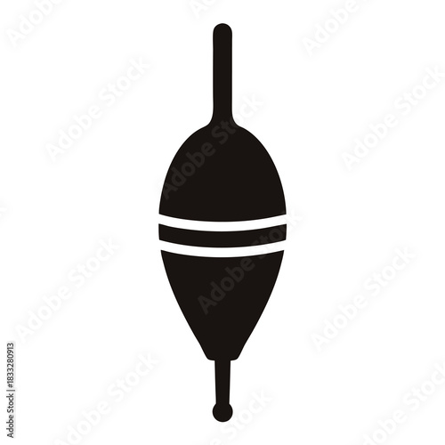 Black and white illustration of a fishing float or bobber in silhouette