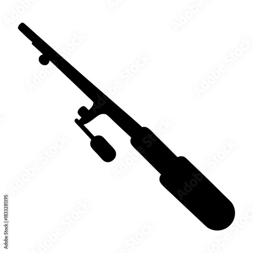 Silhouette of a fishing rod for recreational angling and outdoor sport