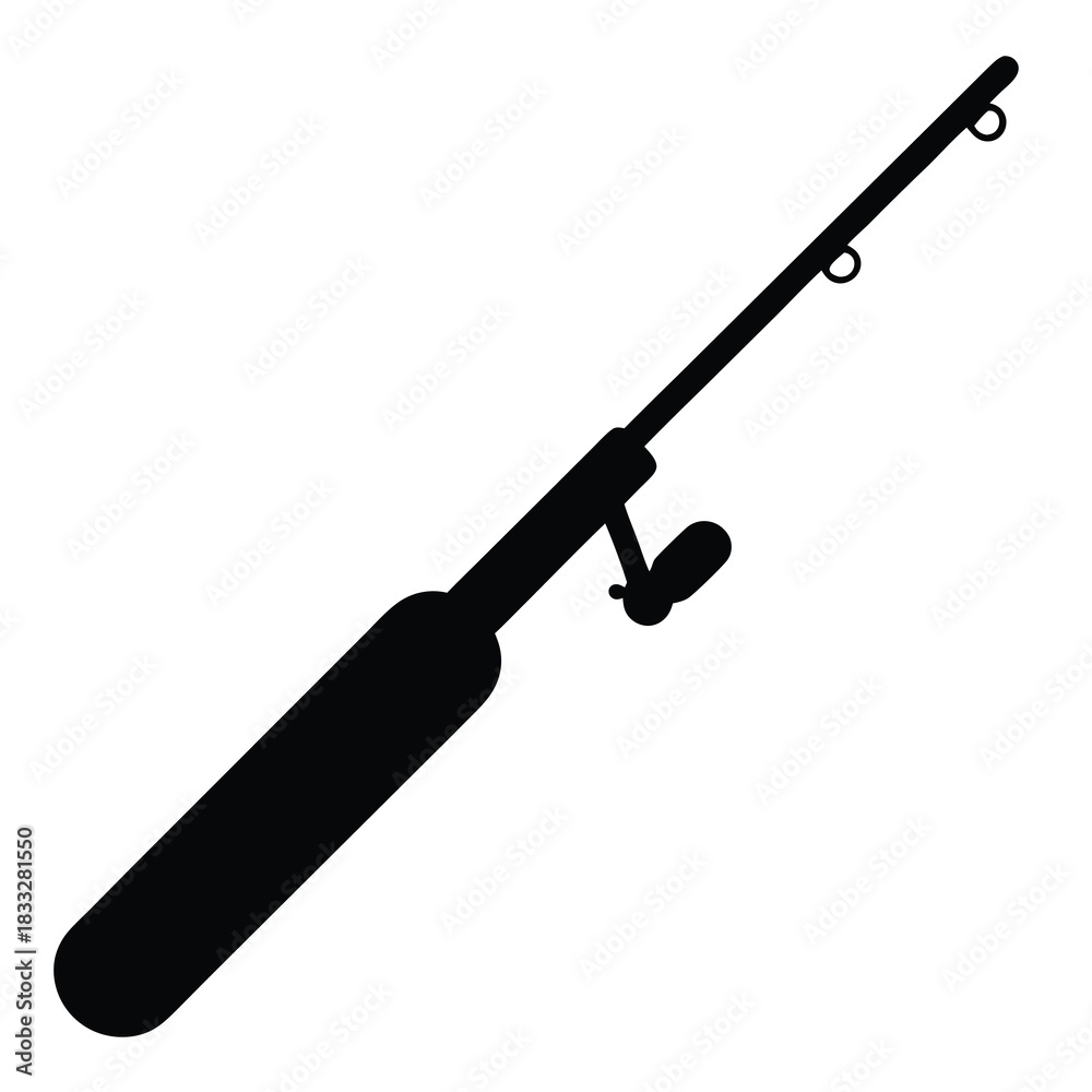 Fototapeta premium A simple graphic illustration of a fishing rod isolated on white background