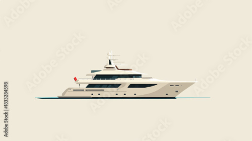Luxurious private yacht illustration side view on light background