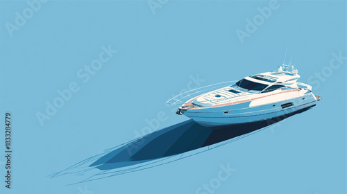 Luxury yacht on blue sea vector illustration for travel theme