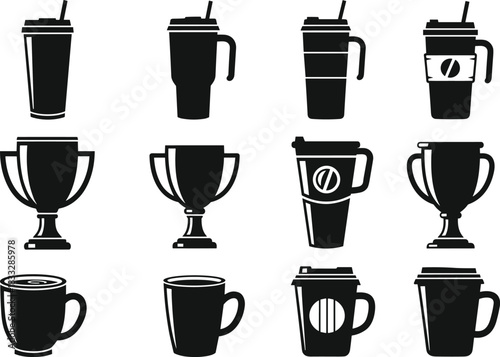 Dynamic Rodeo Cowboy Silhouettes: Bull Rider with Lasso, Bucking Horse Rider, and Galloping Horseman, Representing Western Culture, Adventure, and Equestrian Sports.