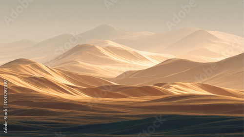 Serene Desert Landscape with Rolling Dunes and Warm Muted Light