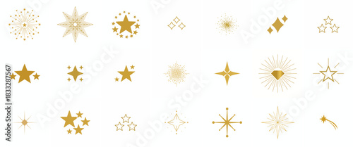 Golden Sparkle Collection: An array of golden stars and sparkling elements shimmer, adding a touch of elegance and festivity, perfect for any celebratory occasion.